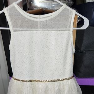 lilt Girl's 10/12 White Dress with Gold Sparkles